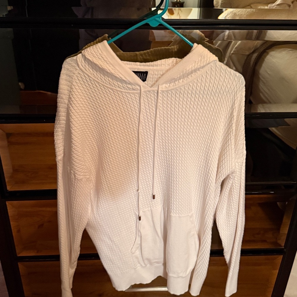 Danielle Bernstein White Textured Hoodie